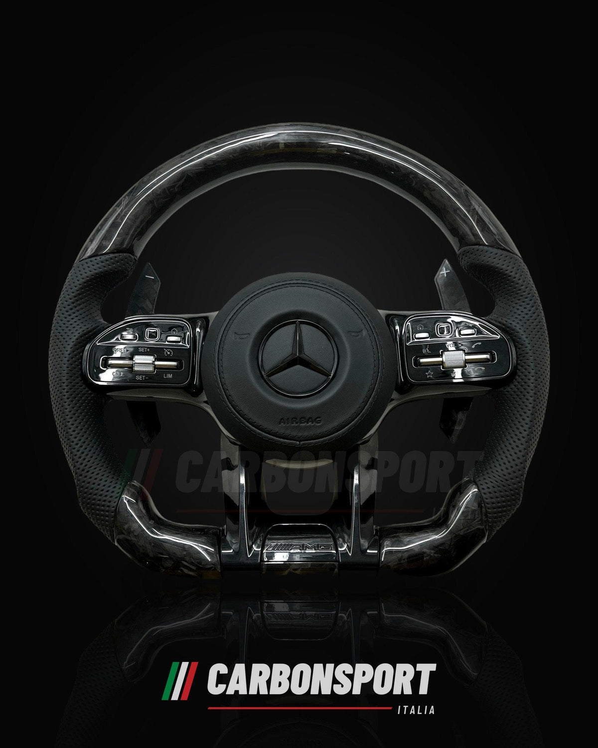 Volante carbonio forgiato e pelle nera, compatibile Mercedes