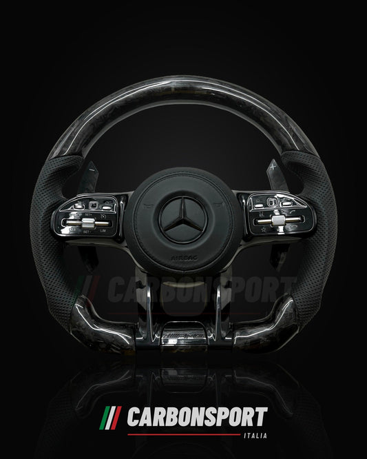 Volante carbonio forgiato e pelle nera, compatibile Mercedes