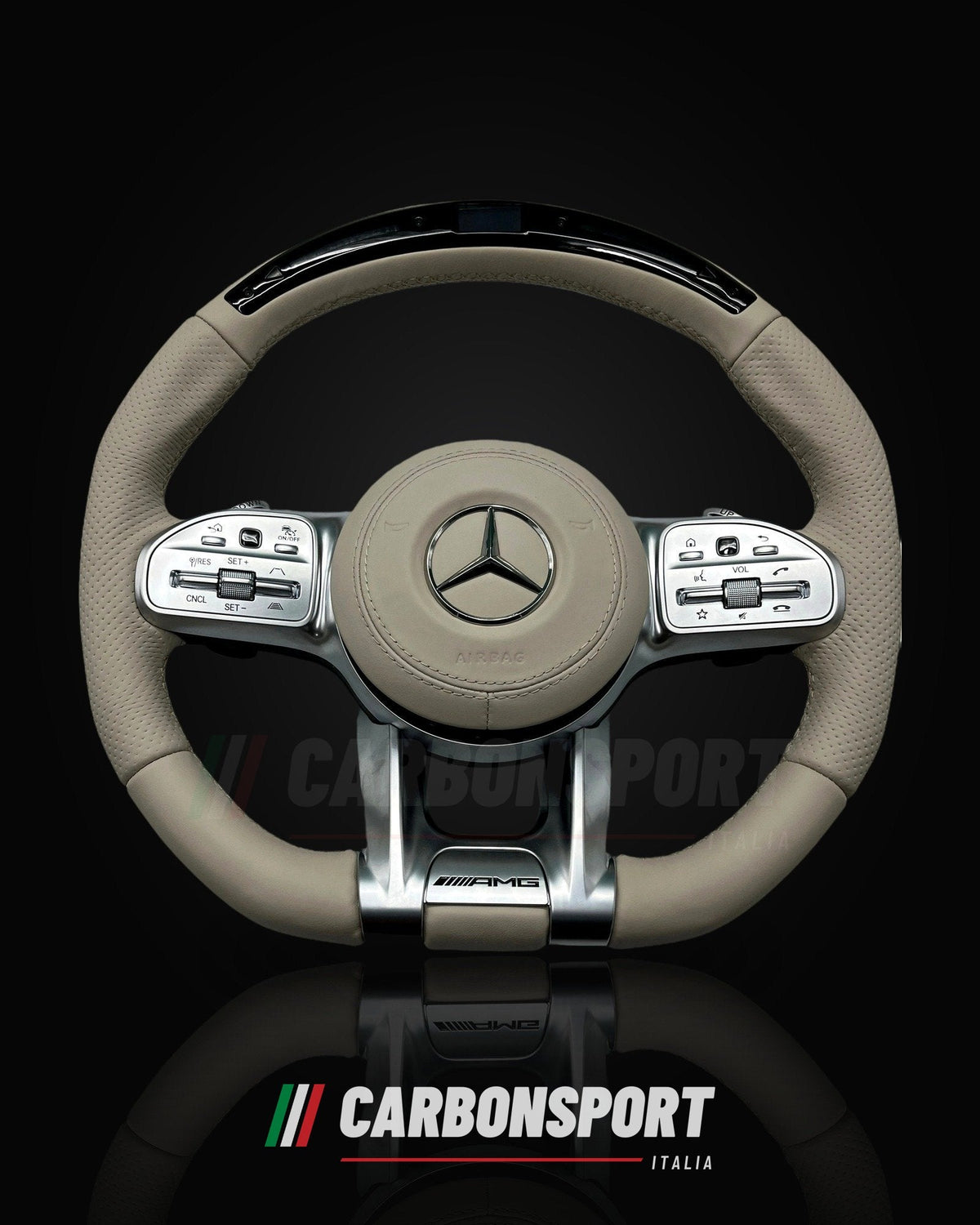 Volante pelle beige con display LED, compatibile Mercedes