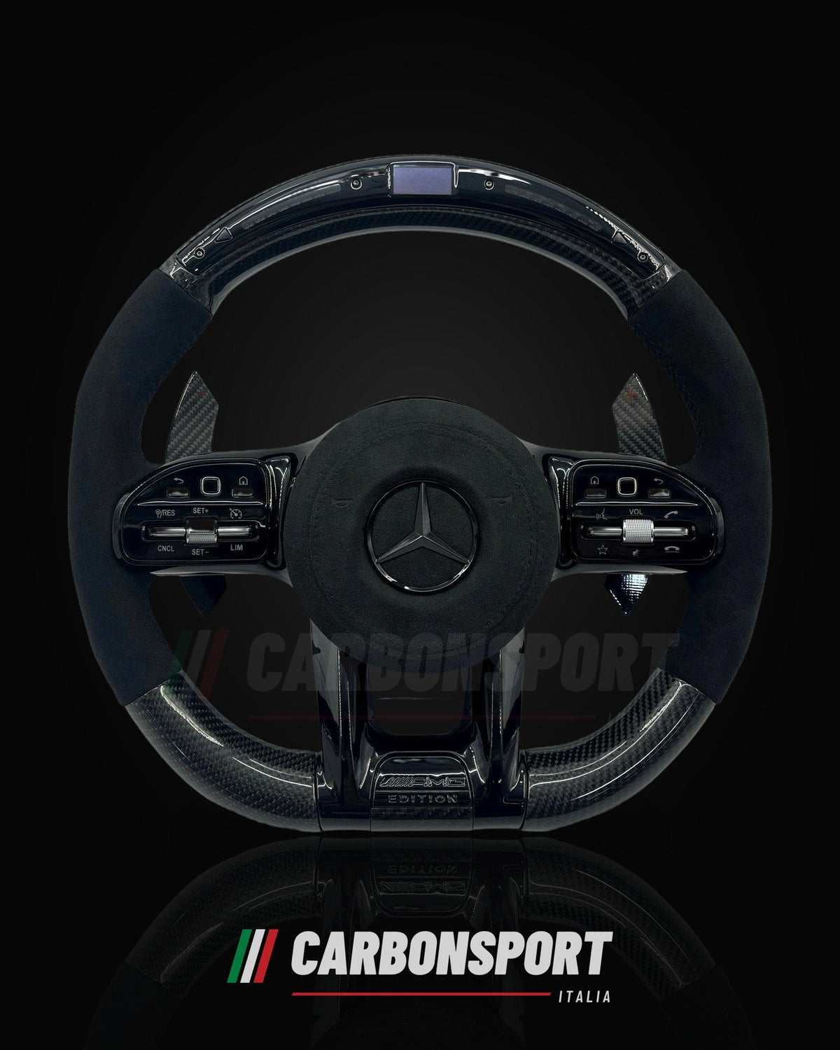 Volante carbonio e Alcantara con display LED full black, compatibile Mercedes