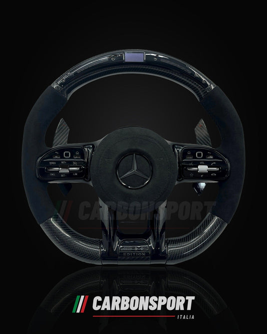 Volante carbonio e Alcantara con display LED full black, compatibile Mercedes
